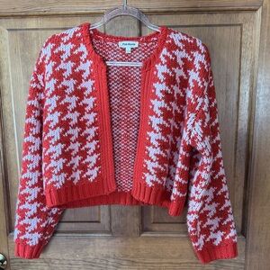 Pink Rose Women's Bold Red and White Cardigan